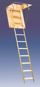 Bodentreppe Classic Höhe bis 310cm, Größe 120x60cm LxB, 4 teilige Metallleiter, Lukendeckel wärmeisoliert weiss auf beiden Seiten U=0,96