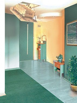 Bodentreppe Classic Höhe bis 310cm, Größe 120x60cm LxB, 4 teilige Metallleiter, Lukendeckel wärmeisoliert weiss auf beiden Seiten U=0,96