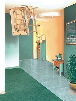 Bodentreppe Classic Höhe bis 310cm, Größe 120x60cm LxB, 4 teilige Metallleiter, Lukendeckel wärmeisoliert weiss auf beiden Seiten U=0,96