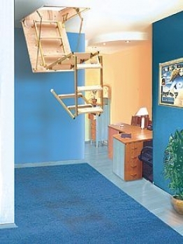 Bodentreppe Classic Höhe bis 310cm, Größe 120x60cm LxB, 4 teilige Metallleiter, Lukendeckel wärmeisoliert weiss auf beiden Seiten U=0,96