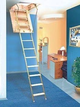 Bodentreppe Classic Höhe bis 310cm, Größe 120x60cm LxB, 4 teilige Metallleiter, Lukendeckel wärmeisoliert weiss auf beiden Seiten U=0,96