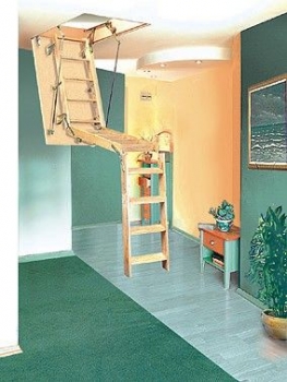 Bodentreppe Classic Höhe bis 265cm, Größe 110x60cm, 3 teilige Holzleiter, Deckel aus Tischlerplatte