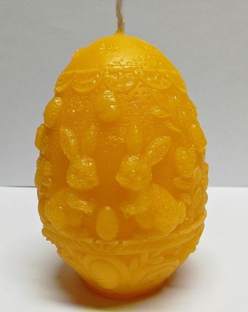 Bienenwachskerze Osterei mit Hasen